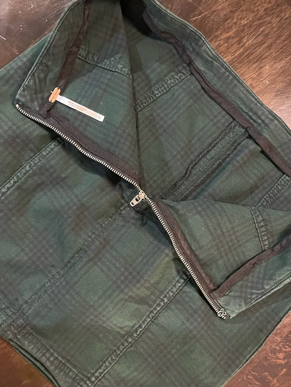 Free People Green Navy Tartan Plaid Mini Skirt, Sz 8